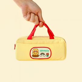 Kakao Friends Say Cheese Handle Pencil Case (Choonsik/Ryan/Apeach) | Large Capacity 50 Pens | Front Pocket/Padding Protection | Designed in Korea